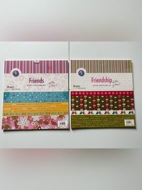KI Memories SET OF 2 Friendship & Friends 12x12 Specialty Cardstock  18 pgs Each